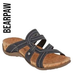 BearPaw NWT Kai Faux Leather Slip-On Sandal ~ Black ~ Size 7